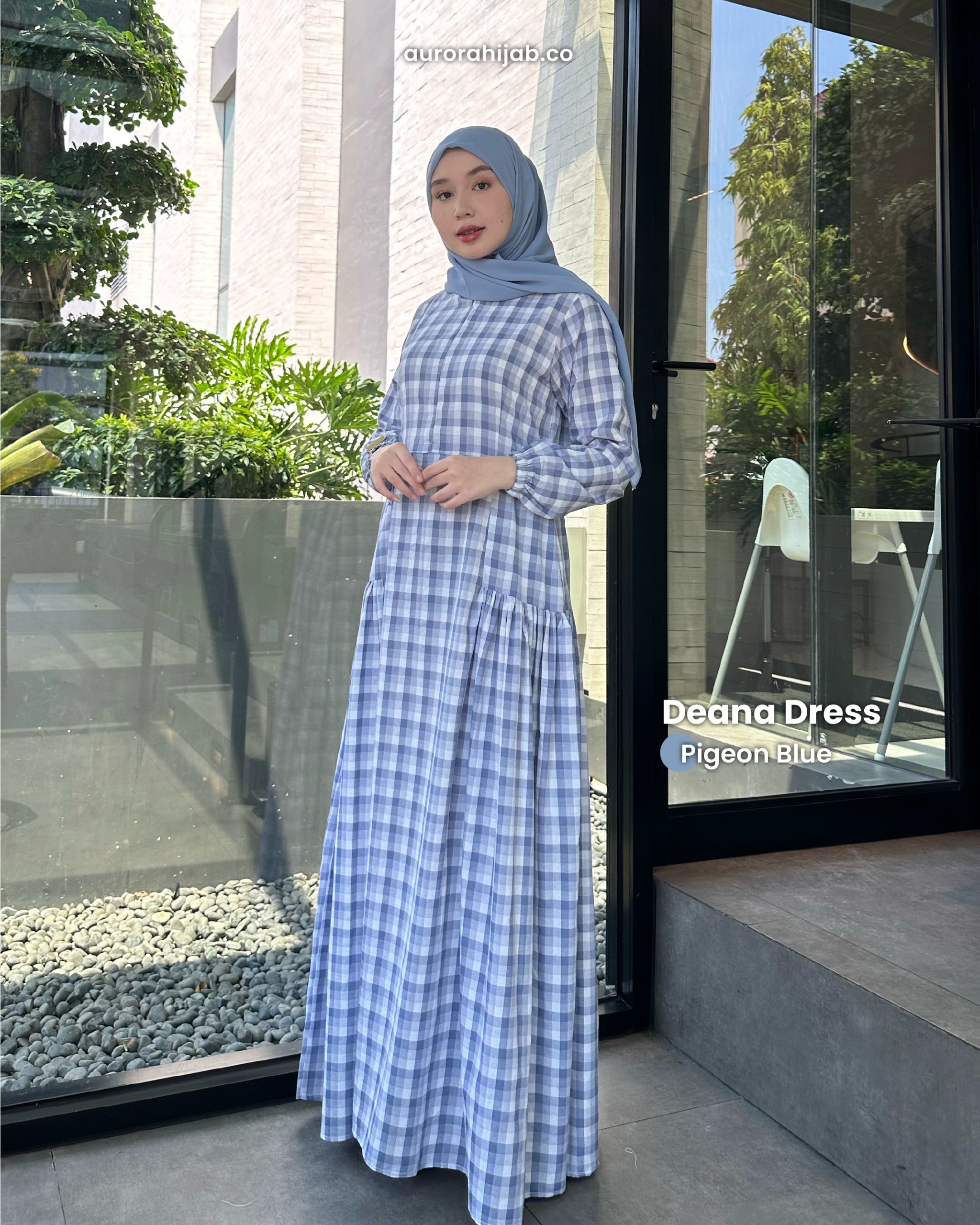 deana dress piqeon blue