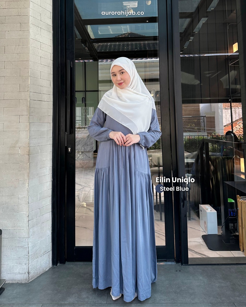 Eilin Uniqlo Dress Steel Blue