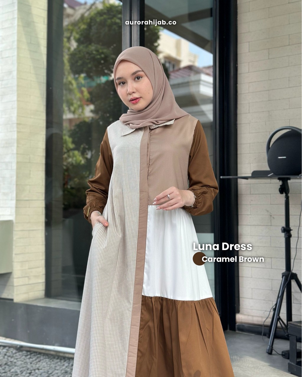 Luna Dress caramel brown